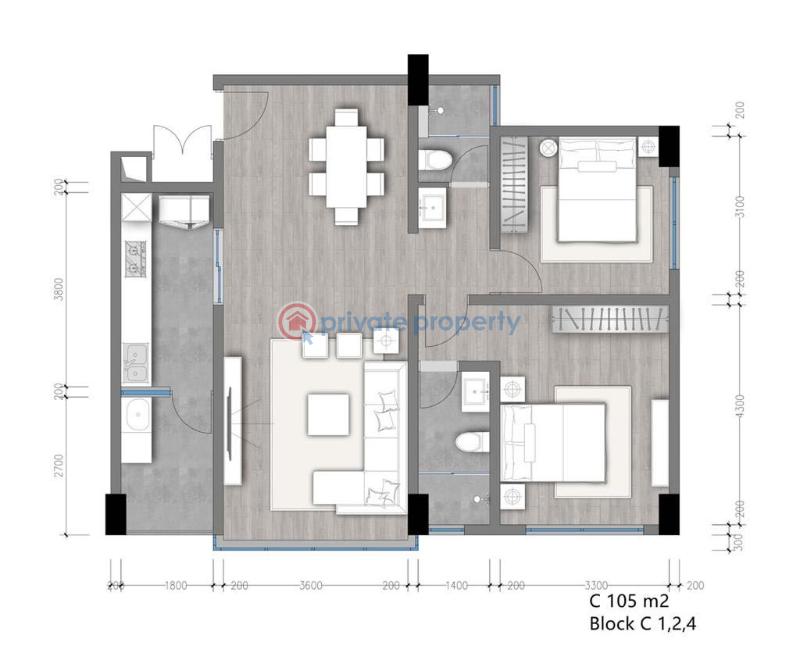 2 bedroom Apartment For Sale Staroot Residency,block C,7th Floor Kilimani Nairobi - 19