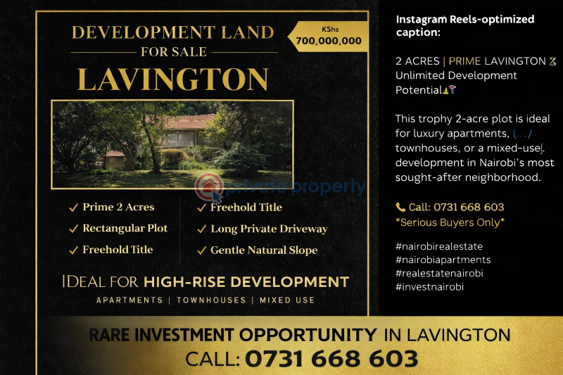 Commercial Land For Sale Lavington Nairobi - 0