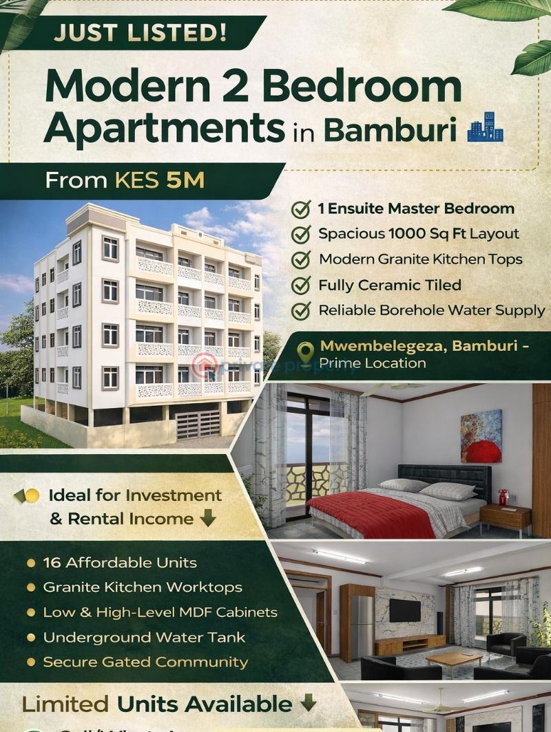 2 bedroom Apartment For Sale Mwembelegza Jcc Church Bamburi Mombasa - 0