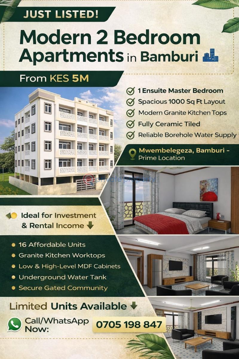 2 bedroom Apartment For Sale Mwembelegza Jcc Church Bamburi Mombasa - 1