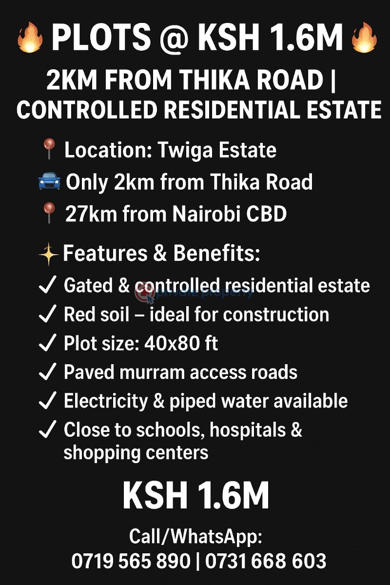 Land For Sale Twiga Estate,2km From Thika Road ruiru Kiambu - 0