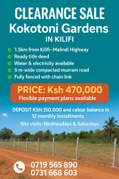 Commercial Land For Sale Kokotoni Gardens In Kilifi Chakama. Kilifi