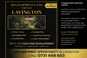 Commercial Land For Sale Lavington Nairobi