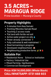 Commercial Property For Sale Maragua Ridge Maragua. Makuyu Muranga